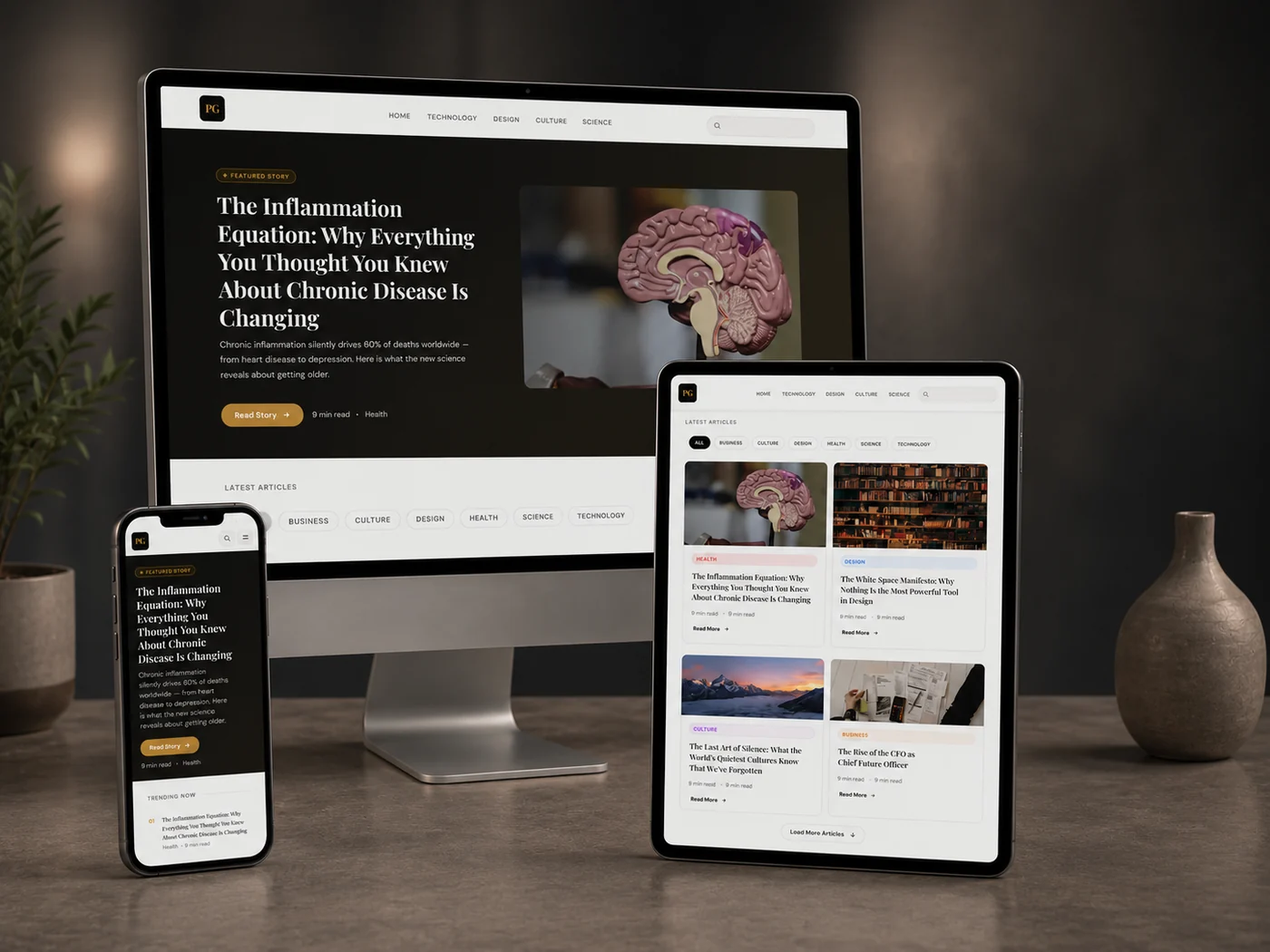 puteragani.com shown across desktop, tablet, and mobile — a website built and optimized by Putera Gani
