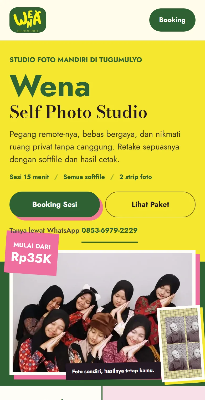 Homepage preview of Wena Self Photo Studio on wena.my.id
